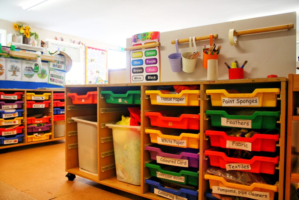 Resource storage inside at Breachwood Green Pre-School